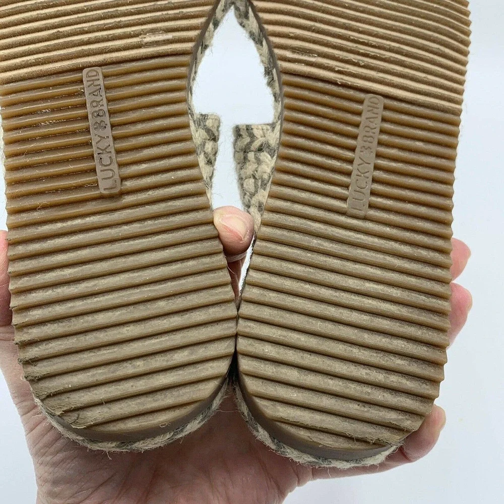 Lucky Brand Sandal Green‎ Decime Espadrille Jute Woven Slide Sandals